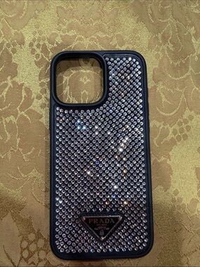 Prada Black Crystal-Embellished Phone Case